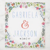 Aquarelle M&Mme | Floral | Étiquette de vin person (Étiquettes simples)