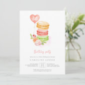 Aquarelle Macarons Anniversaire Fête Invitation (Debout devant)