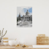 Aquarelle Madrid Skyline Poster - Espagne Cityscap (Cuisine)