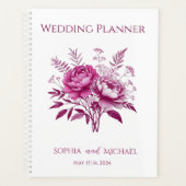 Aquarelle Magenta Peony-Mariage-Planner (Devant)