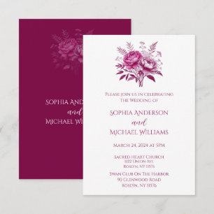 Aquarelle Magenta Peony-Mariage Thème Invitation