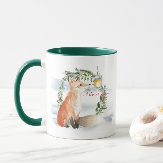 Aquarelle magique Fox _ I Love You mug (Avec donut)
