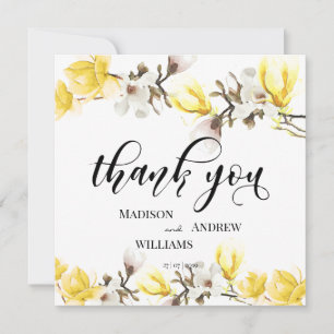 Aquarelle Magnolia Blossom Calligraphie Merci