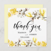 Aquarelle Magnolia Blossom Calligraphie Merci (Devant / Derrière)