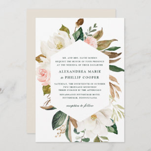 Aquarelle Magnolia Faire-part de mariage