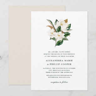 Aquarelle Magnolia Faire-part de mariage