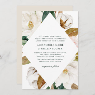 Aquarelle Magnolia Faire-part de mariage