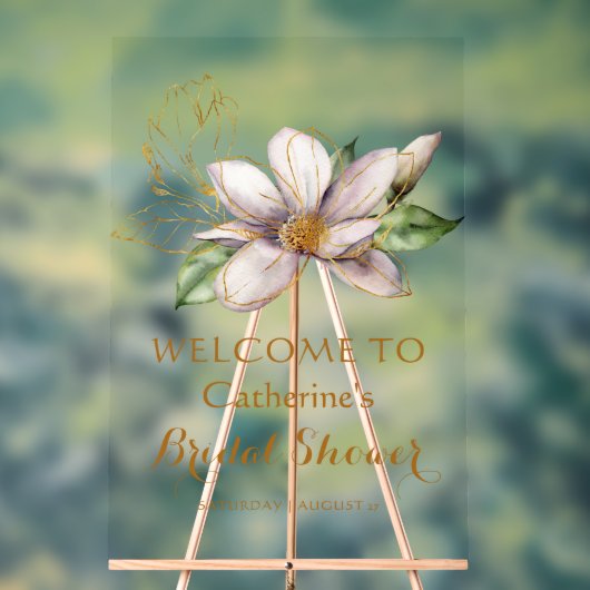 Aquarelle Magnolia Fête des mariées florale violet (Neutre)