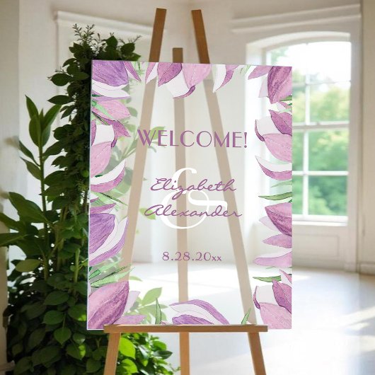 Aquarelle Magnolia Floral Mariage Bienvenue