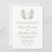 Aquarelle Magnolia Mariage Crest Invitation (Devant)