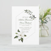 Aquarelle Magnolia Mariage Invitations (Debout devant)