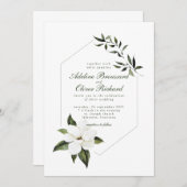 Aquarelle Magnolia Mariage Invitations (Devant / Derrière)
