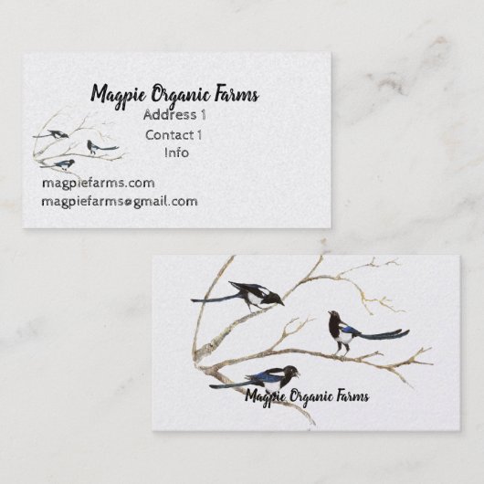 Aquarelle Magpie Carte de visite des fermes biolog (Devant / Derrière)