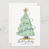 Aquarelle main dessinée Fête Invitation (Devant / Derrière)