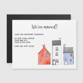 Aquarelle Maison Changement d'adresse Carte magnét (Devant / Derrière)