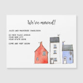 Aquarelle Maison Changement d'adresse Carte magnét (Devant)