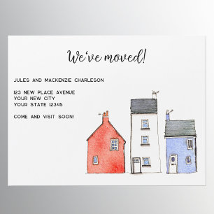 Aquarelle Maison Changement d'adresse Carte magnét