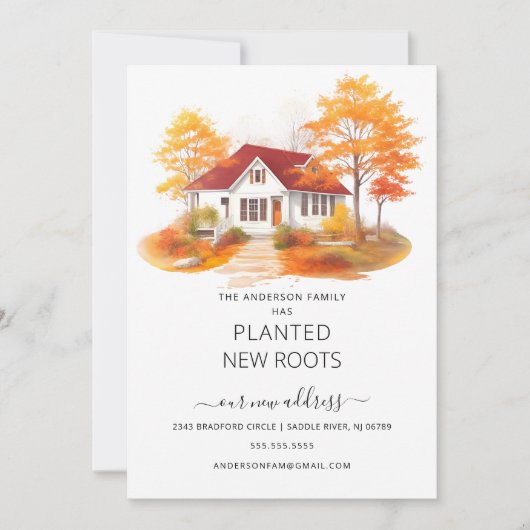 Aquarelle Maison d'automne Moving Faire-part (Devant)