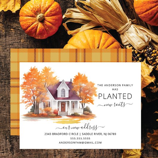 Aquarelle Maison d'automne Moving Faire-part