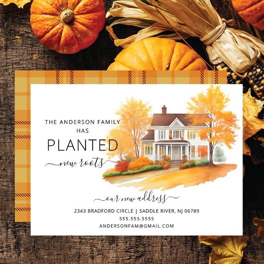 Aquarelle Maison d'automne Moving Faire-part