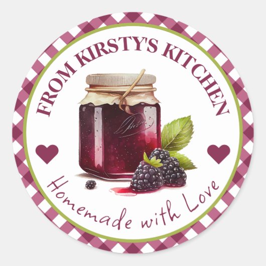 Aquarelle maison En vichy Blackberry Jam Étiquette (Devant)