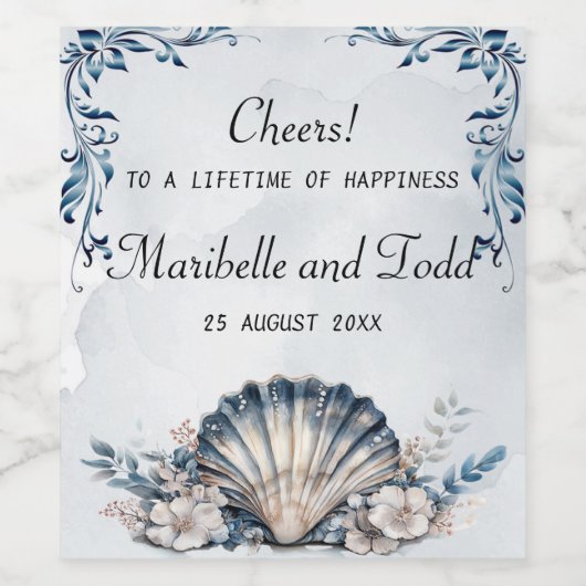 Aquarelle Majestic Mia Mariage Vin Étiquette (Étiquettes simples)