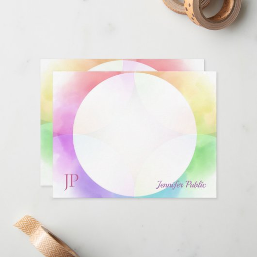 Aquarelle manuscrite Script Monogramme Modèle (Devant/Arrière en situation)