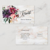 Aquarelle marbre Bourgogne Carte de visite floral (Devant / Derrière)