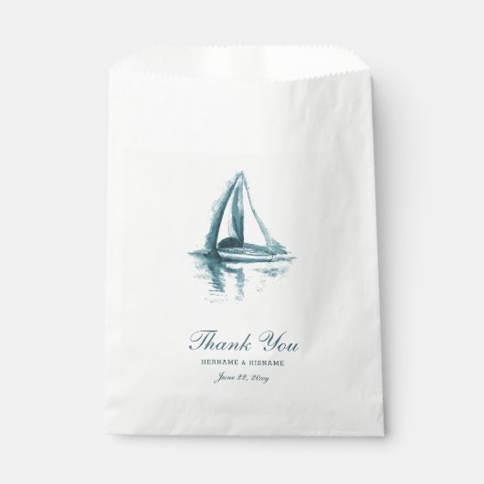 Aquarelle Mariage bateau Merci Favoriser les sacs (Devant)
