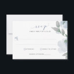 Aquarelle Mariage bleu foncé Doux Floral<br><div class="desc">Aquarelle Doux bleu Dusty Mariage Floral RSVP / Carte Réponse : Ce magnifique design présente des fleurs d'aquarelle douce et fluide en bleu / bleu-gris poussiéreux avec des feuilles et des vignes gris. Il est jumelé à une police de calligraphie moderne et souple. Le dos a un look aquarellé en...</div>