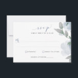 Aquarelle Mariage bleu foncé Doux Floral<br><div class="desc">Aquarelle Doux bleu Dusty Mariage Floral RSVP / Carte Réponse : Ce magnifique design présente des fleurs d'aquarelle douce et fluide en bleu / bleu-gris poussiéreux avec des feuilles et des vignes gris. Il est jumelé à une police de calligraphie moderne et souple. Le dos a un look aquarellé en...</div>