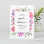 Aquarelle Mariage Bouquet de printemps Invitation (Debout devant)
