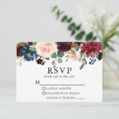 Aquarelle mariage Bourgogne bleu rose floral RSVP (Debout devant)