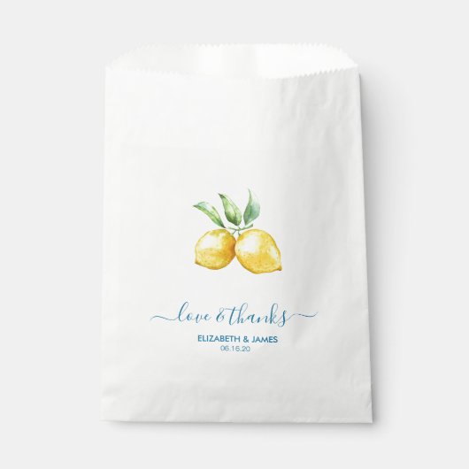 Aquarelle Mariage citron Favoriser Sacs (Devant)