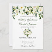 Aquarelle mariage Floral Vert Blanc Invitation G (Devant)