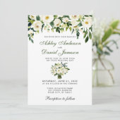 Aquarelle mariage Floral Vert Blanc Invitation G (Debout devant)