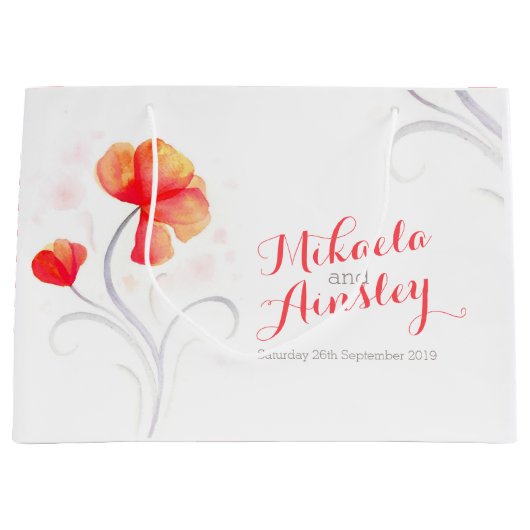 Aquarelle mariage orange couples nom sac cadeau (Devant)