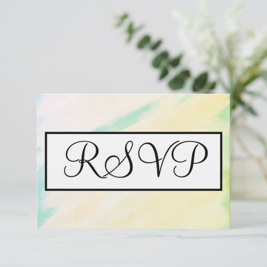 Aquarelle Mariage vert tropical jaune RSVP (Debout devant)