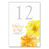 Aquarelle marigolds été mariage numéro de table (Dos)
