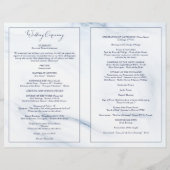 Aquarelle Marine Bleu Floral Mariage Programme de  (Dos)