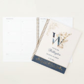 Aquarelle marine bleu & or rose Wedding planner (Devant avec enveloppe)