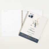 Aquarelle marine bleu & or rose Wedding planner (Devant avec enveloppe)