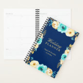 Aquarelle marine bleu Turquoise or Mariage Floral (Devant avec enveloppe)