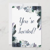 Aquarelle Marine Blue Floral Invitation (Dos)