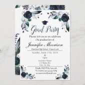 Aquarelle Marine Blue Floral Invitation (Devant / Derrière)