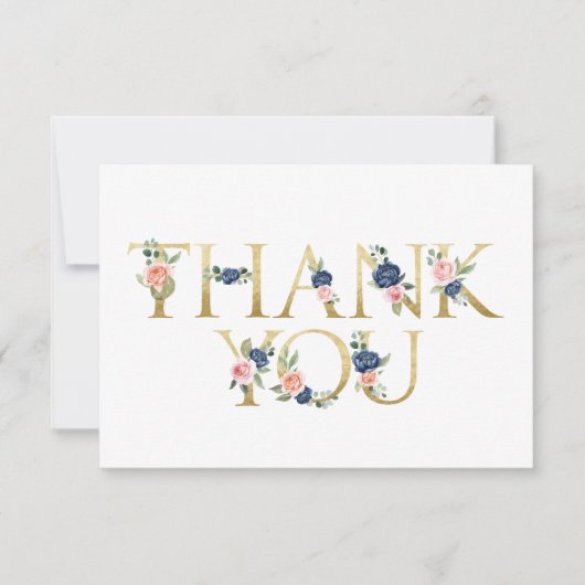 Aquarelle Marine et Coral Floral Carte de remercie (Devant)