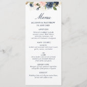 aquarelle marine et mariage floral roux menu (Devant)