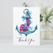 Aquarelle marine Merci Ancre floral (Debout devant)