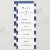 Aquarelle marine rayures de plage menu mariage (Devant / Derrière)