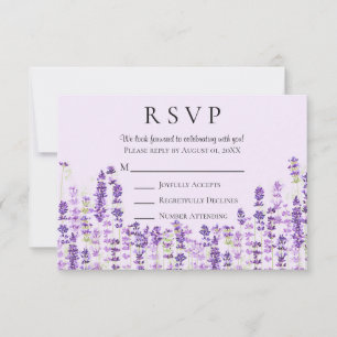 Aquarelle mauve-clair RSVP de fleurs de lavande